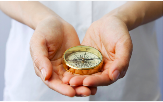 Kompas in handen