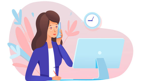 vrouw zit achter laptop aan telefoon om wmo aan te vragen vrouw zit achter laptop aan telefoon om wmo aan te vragen