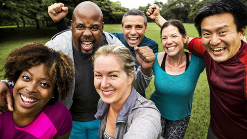 Groep lachende mensen Groep lachende mensen